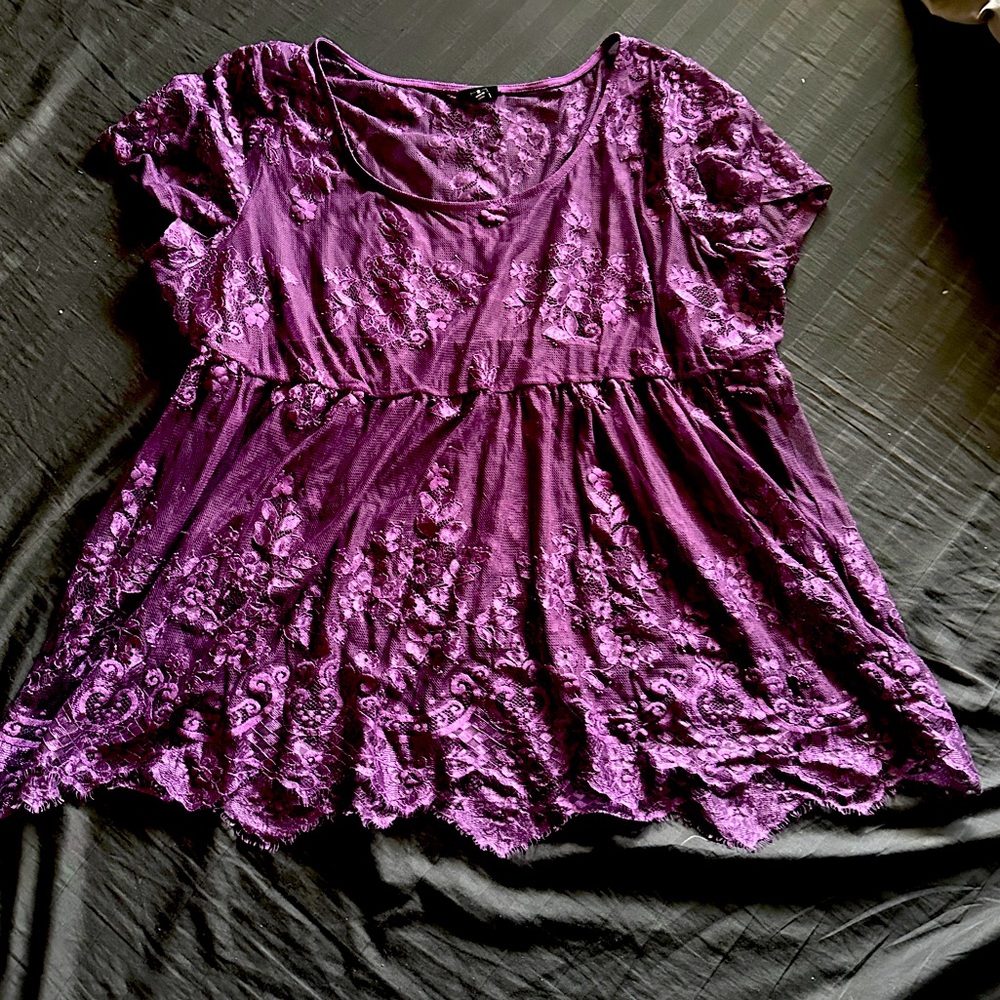 Sheer lace torrid babydoll top! Barely worn.